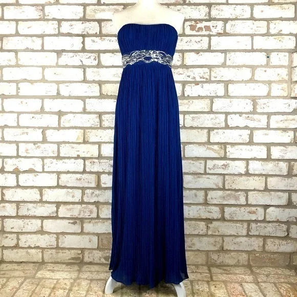 sachin and babi light blue dress A-line Strapless Empire Waist Summer Wedding Guests Dresses for Brides –  loveangeldress main image 1